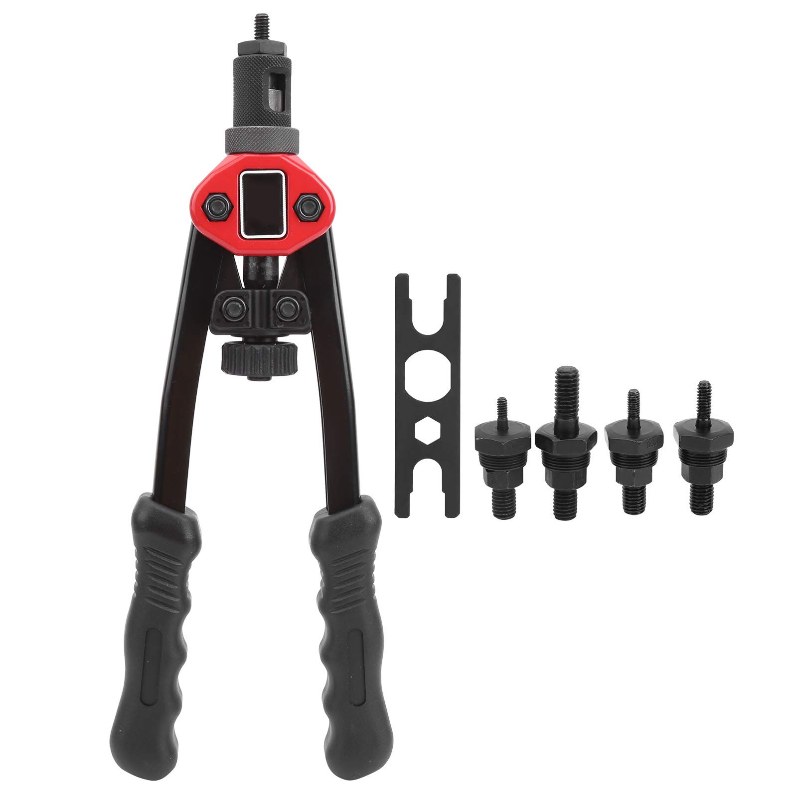 EVTSCAN 12in Hand Thrust Rivet Nut Gun Manual Riveting Rivnut Tool 6-32 8-32 10-24 1/4-20 5/16-18 Tips British System for Metalworking and DIY