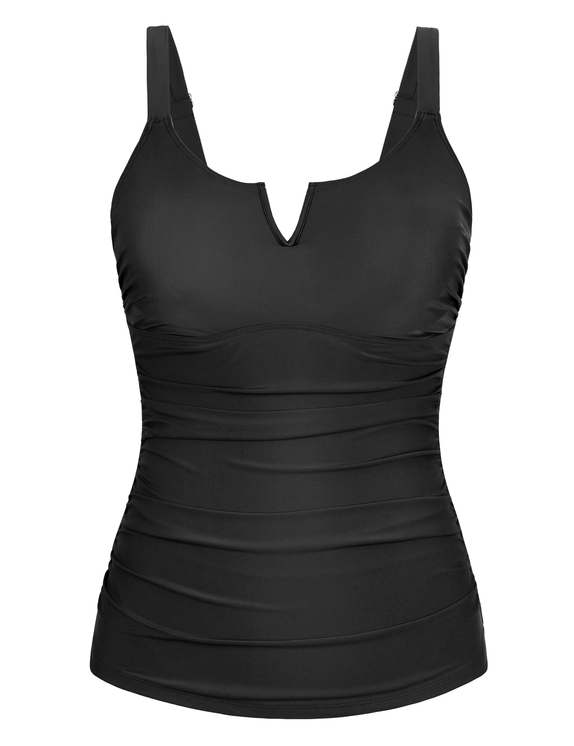 Photo 1 of Firpearl Modest Swimsuits for Women Underwire Tankini Tops Black Supportive Swim Top Tummy Control Bathing Suit Tops 12