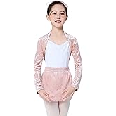 Phoeswan Girls Velvet Ballet Shrug, Kids Long Sleeve Crop Cardigan for Dance, Yoga, Gymnastics, Daily