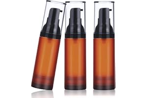 RONRONS Airless Pump Bottles, 1 oz Travel Bottles Small Pump Bottle Dispenser Brown Leakproof Cosmetic Containers for Foundation Lotion Shampoo 30ml (3 Pieces)