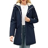 NRZD Women's Winter Rain Jackets Water-Repellent, Warm Fleece Lined Winter Rain Coats with Adjustable Hood & Hidden Pockets