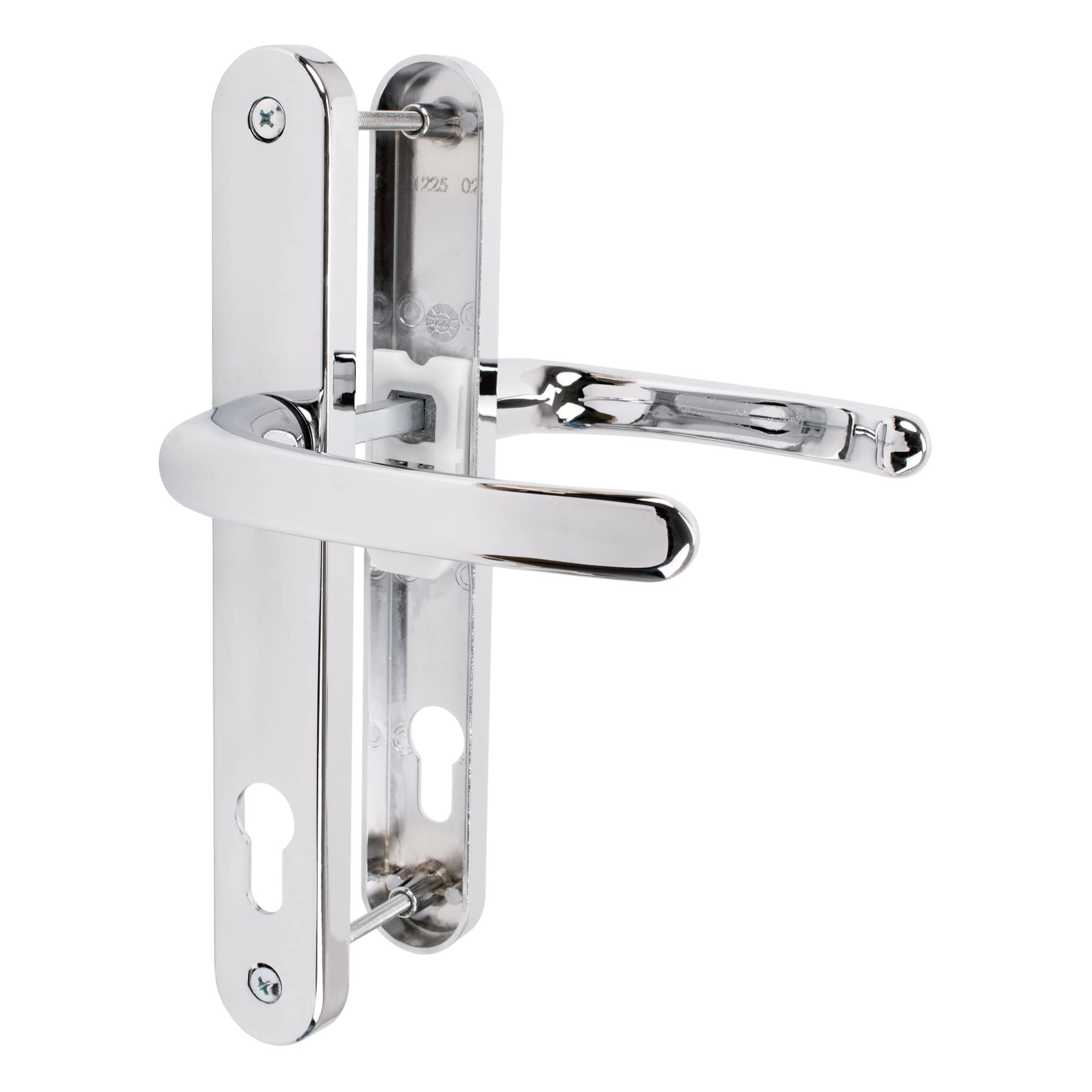 JCP PRO uPVC Door Handle Pair Set Sprung 92 PZ 92mm, Backplate 246mm x 32mm (215mm Screw Centres, Polished Chrome)