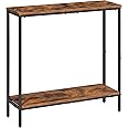 HOOBRO 29.5 Inches Narrow Console Table, Small Sofa Table, Entryway Table with Shelves, Side Table, Display Table, for Hallway, Bedroom, Foyer, Living Room, Rustic Brown and Black BF22XG01