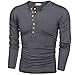 Hotouch Mens Slim Fit Solid Henley Shirt Button Placket Gray M
