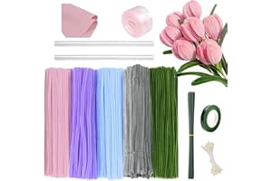400 Pcs Pipe Cleaners Craft 5 Assorted Colors Bulk Pastel Chenille Stems for DIY Flower Making Kit with Floral Wires Gardenin