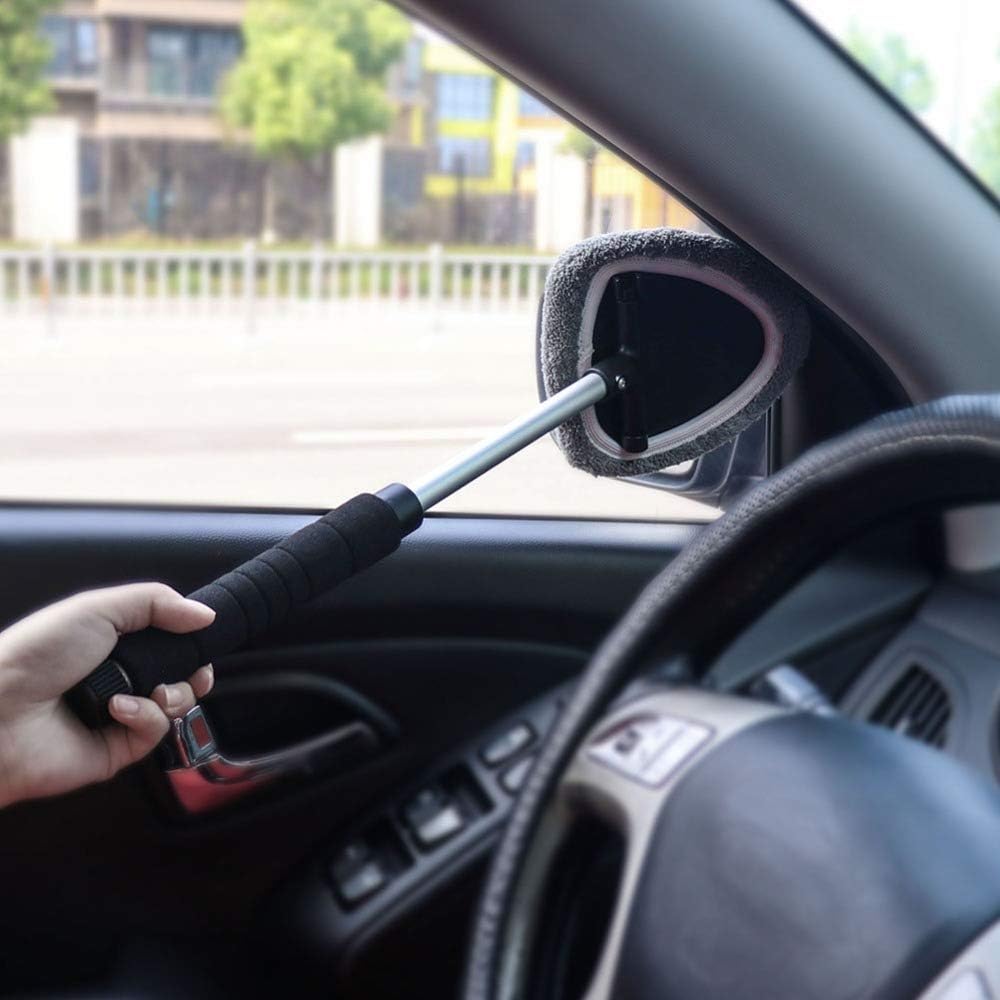 SoSickWithIt Windshield Cleaning Tool, Windshield Cleaner with Pivoting Triangular Head and Extendable Handle 2 Washable and Reusable Cover/Cloth for Interior Exterior Use Car Cleaning Kit: Automotive