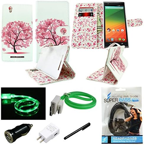 ZTE Lever LTE Z936L Z936C Straight Talk Case, Mstechcorp [Kickstand Feature], ZTE Lever LTE Wallet Wallet Credit Card Case Premium PU Leather Flip Cover - Includes Accessories (Pink Tree)