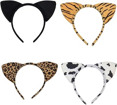 Faixa De Cabelo Amosfun Com Orelha De Gato E Argola Para Cosplay Festa E Decoracao Diaria Gato Preto Vaca Leiteira Tigre E Leopardo Amazon Com Br Amazon Moda