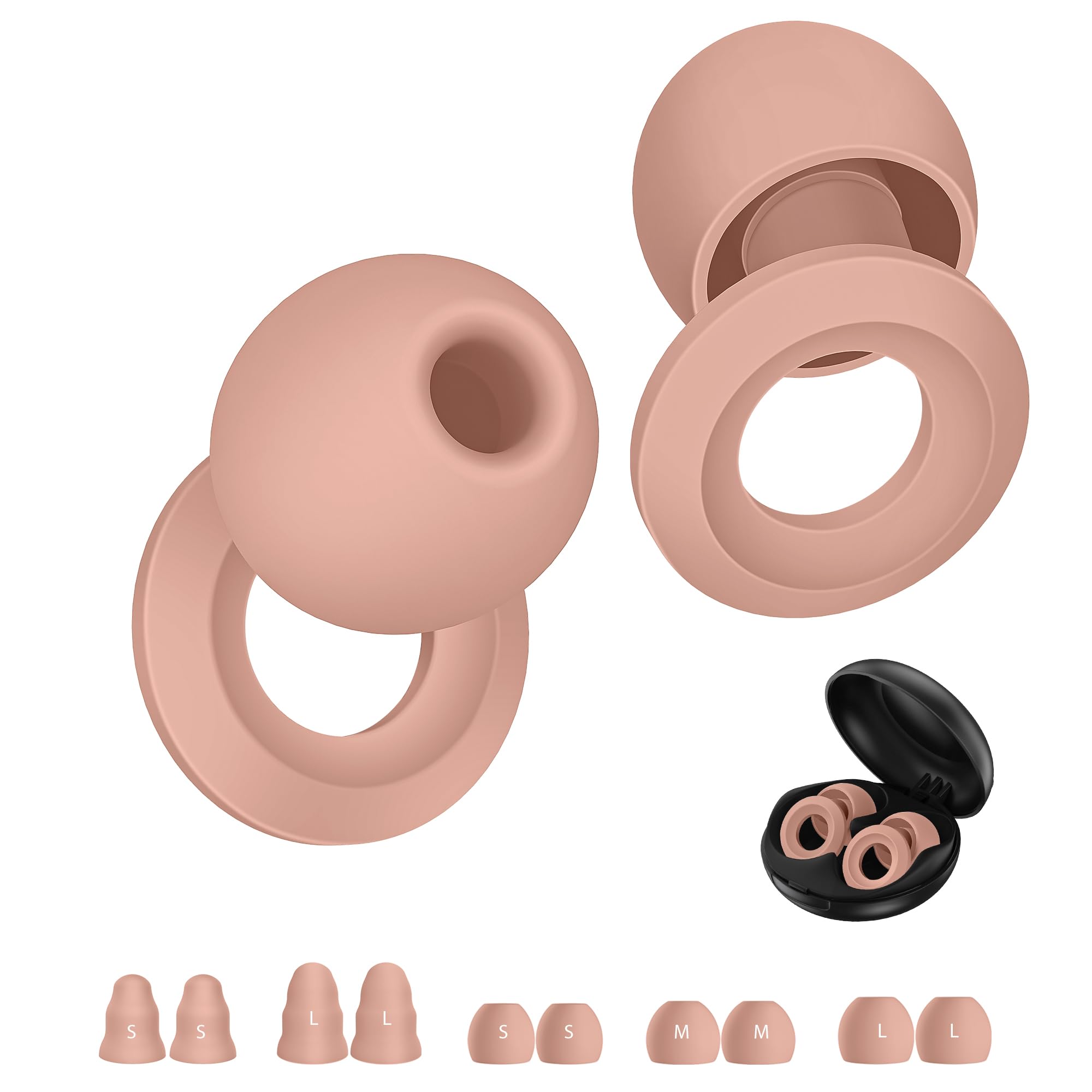 Photo 1 of Ear Plugs for Sleeping Noise Cancelling - Noise Reduction Earplugs for Sleep,Focus,Snoring Blocking,Airplane, 33dB - 38dB Reusable Soft Hearing Protection 10 Silicone & Foam Ear Tips (Oak)