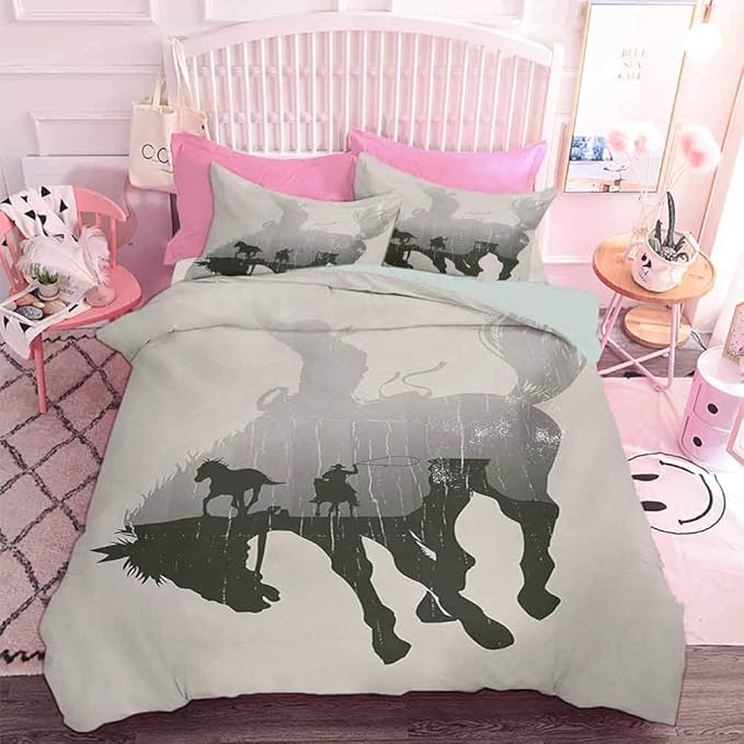 Juego de ropa de cama Home Textiles Western Theme Cowboy Chasing Wild