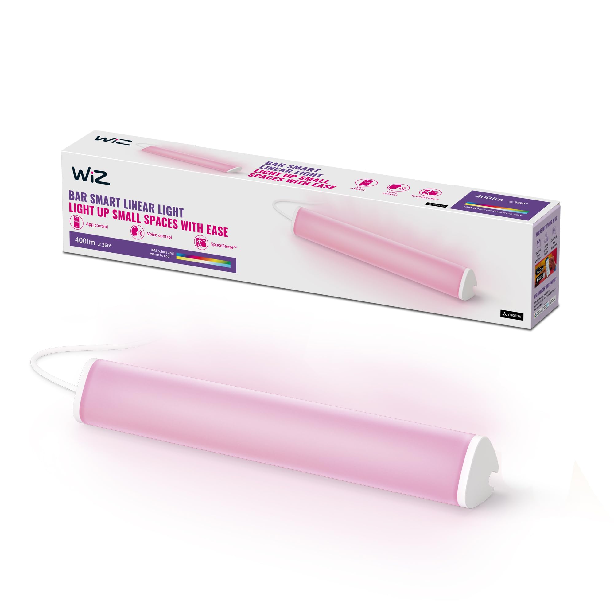 WiZ Tunable RGB LED Light Bar (400 lm) With 16 Million Colours, Warm to Cool White Dimmable, Smart Control via WiFi Voice/App, 1 Pack