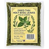 Premium Dried Holy Basil (Tulsi) Leaves &ndash; Aromatic Thai Holy Basil for Tea &amp; Cooking &ndash; Fresh Sealed Herbal Loose Leaf.