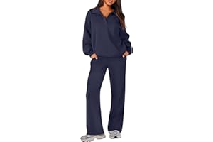 Caracilia Lounge Sets for Women Sweatsuits 2 Piece Outfits Fall Button Oversized Sweatshirt Sweatpants Matching Set Tracksuit