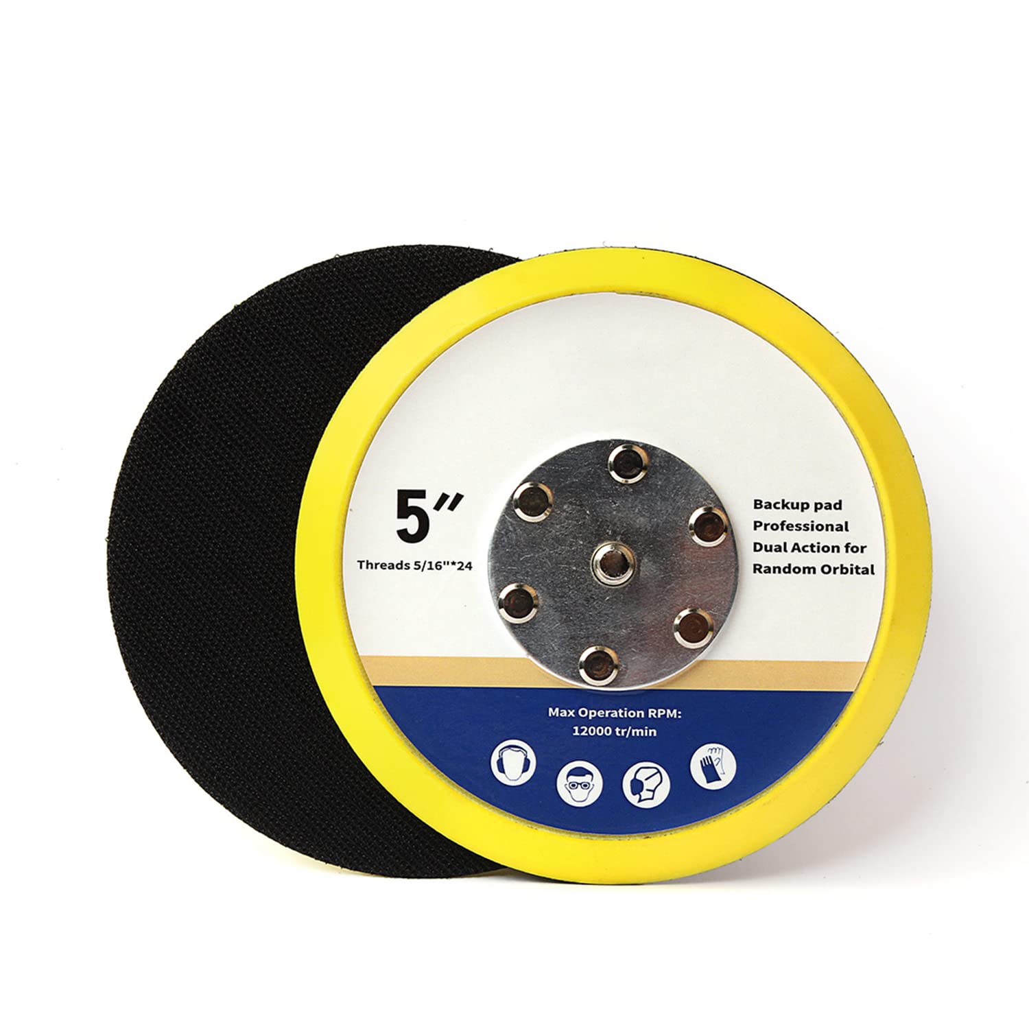 HOMESOM 2 Pieces 5 Inch Sanding Pads and Backing Pad for Car Polisher Dual Action Polishing Tool Hook and Loop Backer Pads 5/16" 24t