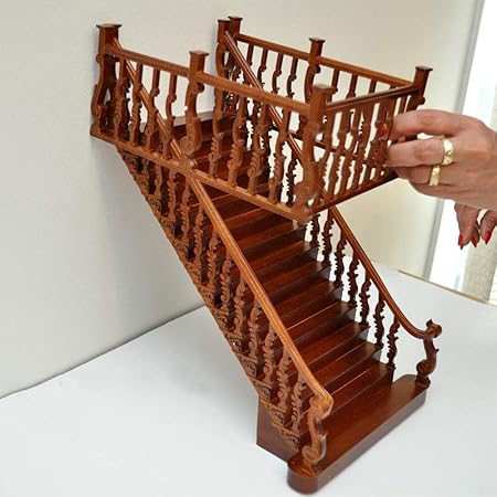 Amazon 幅6インチ 高品質センターバロック階段 9インチ 10インチ 1 12スケール ミニチュア木製 大人のドールハウスコレクターズ階段 Wn 手すり付き 家具 おもちゃ
