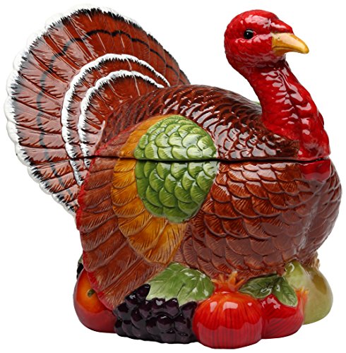 Cosmos 10712 Gifts Turkey Design Ceramic Cookie Jar, 10-3/8-Inch