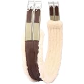 SIE EQUESTRIAN Fleece Padded Horse Girth 32" to 56" (Brown, 52")