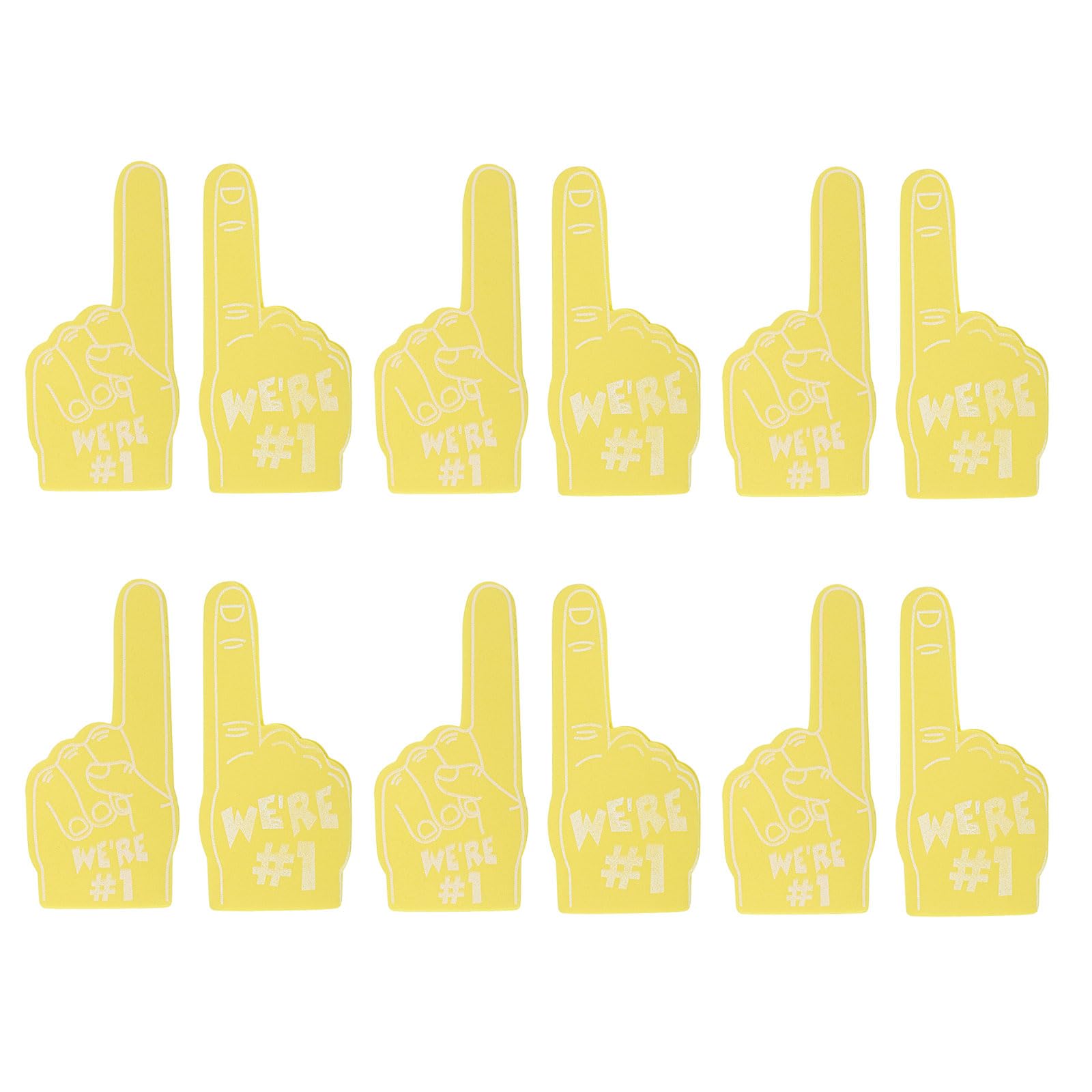 PATIKIL Mini Foam Fingers 5.1 Inch, 12 Pack We're #1 Cheerleading Foam Finger for Sports Fan Events Games Party Favors, Yellow