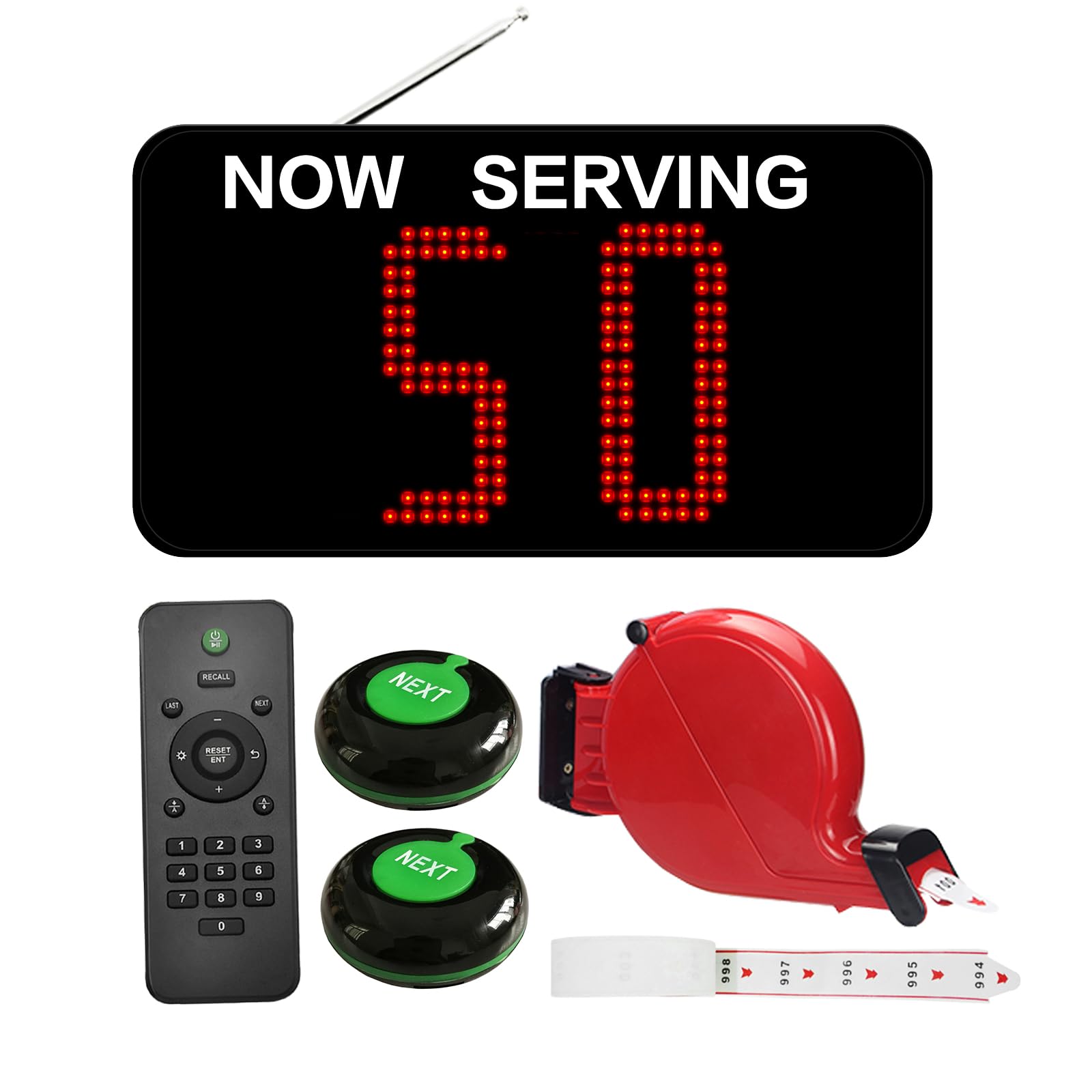 CYSSJF Queue Calling System Live Voice Number Display (2-Digit,English Voice) | Electronic Number Display+Take-A-Number Ticket Dispenser+Ticket Roll+Call Button | Ticket Number Call System Restaurant