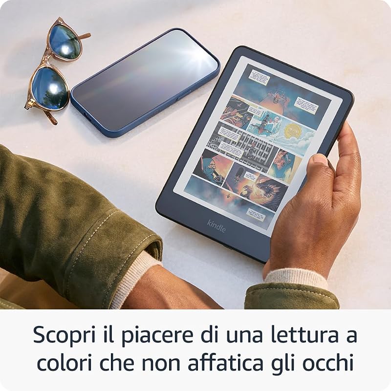 Kindle Colorsoft 16 GB (modello 2024), con schermo a colori che dà vita a copertine e contenuti, ora con evidenziazioni a colori, senza pubblicità (nero)
