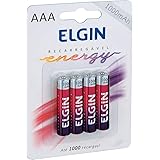 Pilha Recarregável Ni-Mh Aaa-1000Mah Blister Com 4 Pilhas, Elgin, Baterias