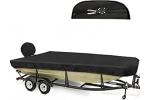 YimSting Jon Boat Covers 12-14 ft, 1200D Heavy Duty Waterproof Jon Boat Cover 12 ft 14 ft with Ratchet Tightening System & 9 