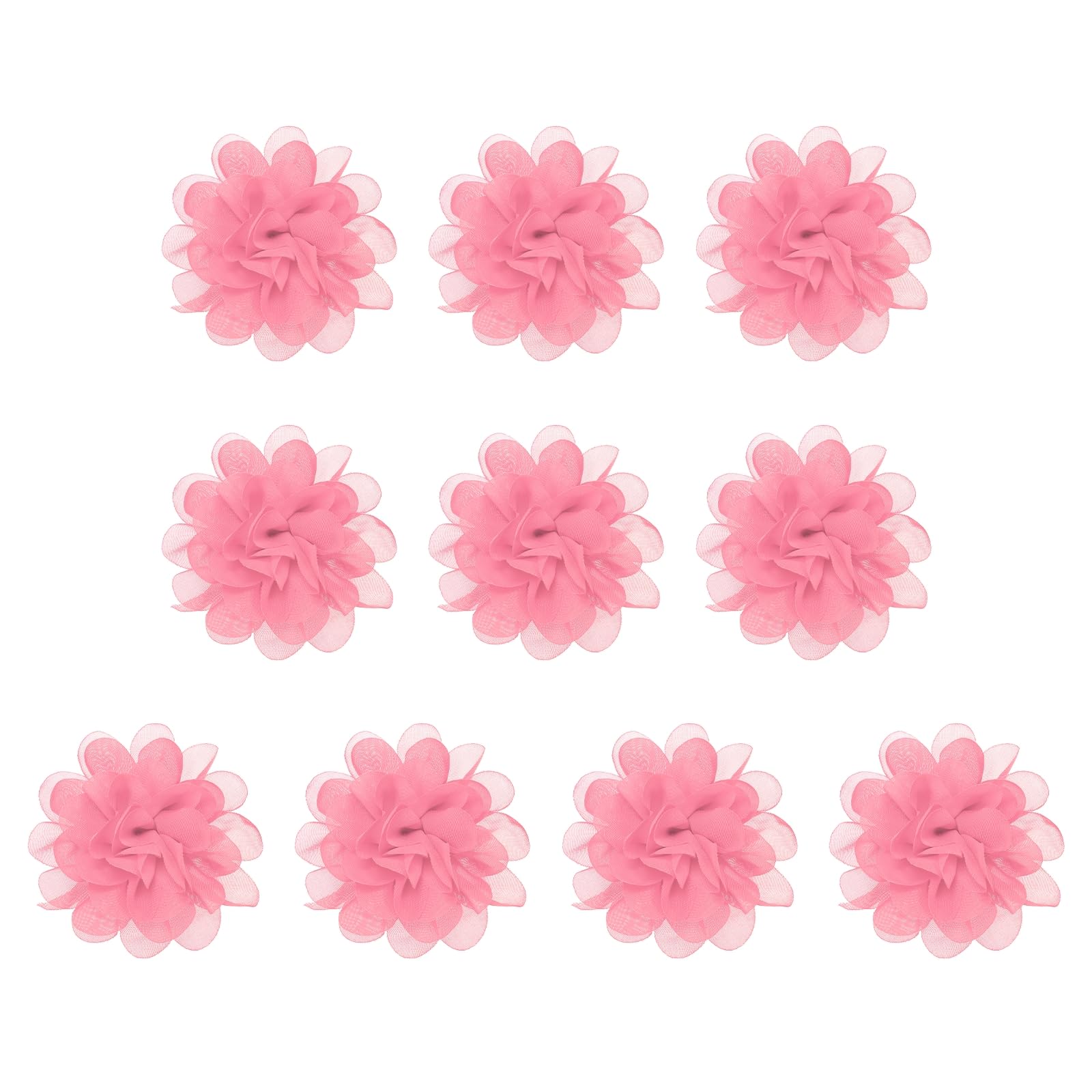 PATIKIL 3.9" Chiffon Flowers, 10 Pcs Mesh Fabric Flowers Sewing Fabric Appliques Headband Embellishments for DIY Craft Wedding Decor, Salmon