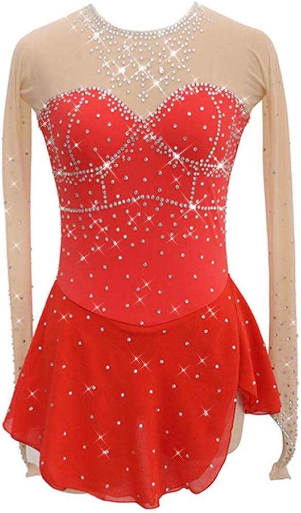 LIUHUO Ice Figure Skating Dress for Girls Skating Dress for Women Long