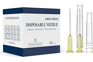 AHHKZT 25 Gauge 1.5 Inch Needle, Individually Wrapped, 100 PCS Luer Lock Needles Industrial Dispensing Accessories(25G 1.5-Inch)