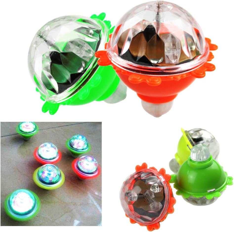 Toy Cubby Lightup Flashing LED Spinning Top Glowing Lights Rotating