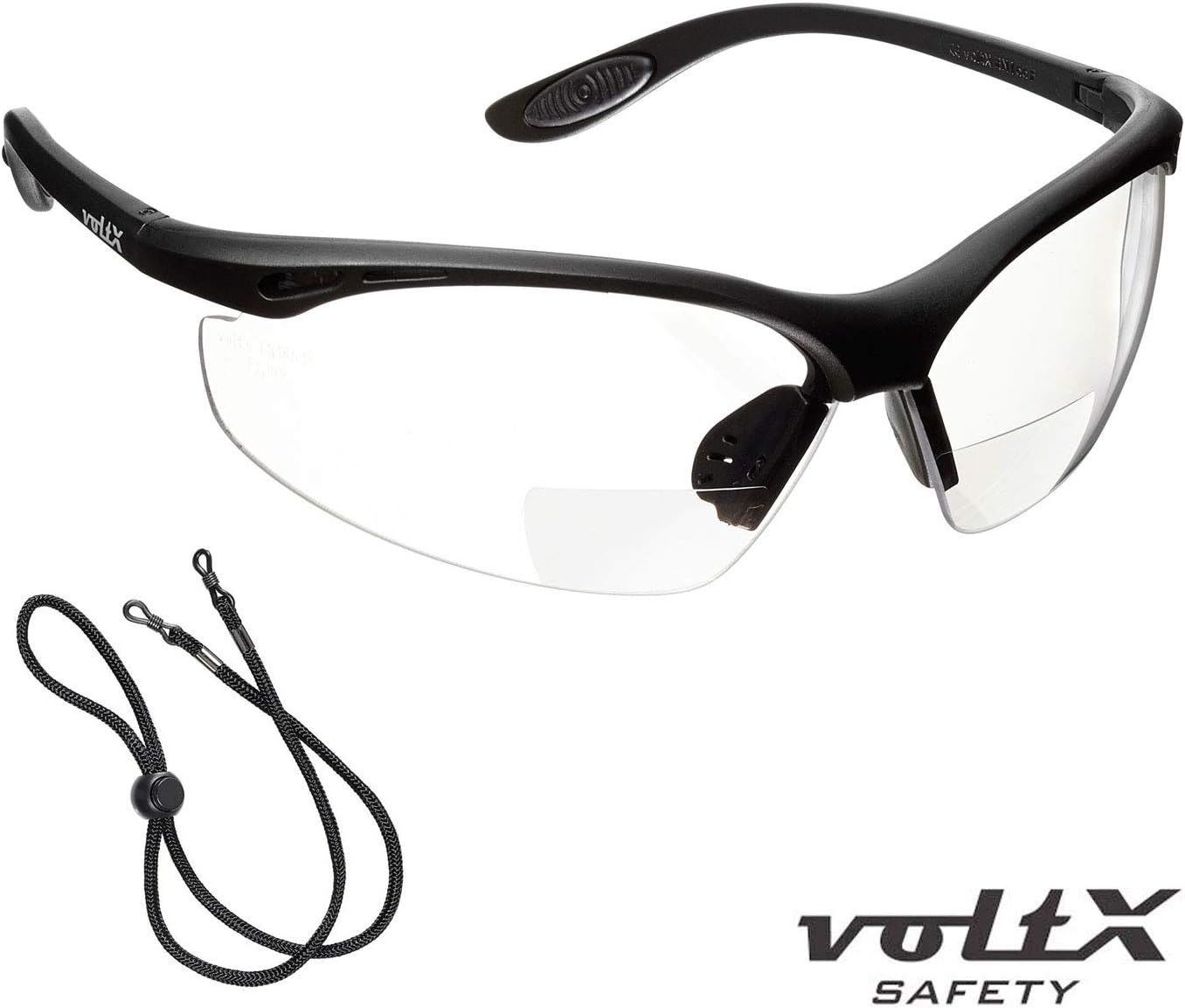 voltX 'CONSTRUCTOR' BIFOCAL Reading Safety Glasses (CLEAR +1.5 Dioptre) UKCA & CE EN166F certified/Cycling Sports Glasses include's safety cord + UV400 anti-fog coated lens - Image 4