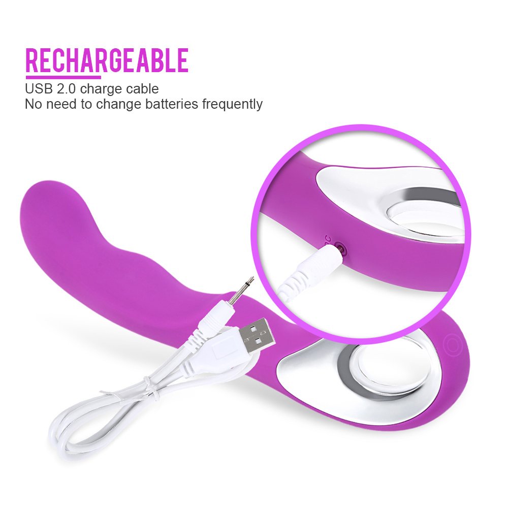 SKM USB Rechargeable Silicone Vibrator, 10 Frequency Handheld Wand Vibrator, Silicone Stimulate Strong Shock Noiseless Massager
