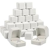 Rainmae 40 Pcs Velvet Ring Boxes Bulk for Jewelry Display, 2.17x1.97x1.57 inch Wedding Engagement Ring Box Jewelry Case Gift Boxes Earring Boxes for Wedding Birthday Anniversary Proposal (White)