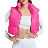 Century Star Puffer Vest Women Girls - Cropped Fall Winter Outerwear Puffy 2025 Quilted Top Jacket Coat Gilet Sleeveless Zip