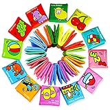 Soft Infant Books, Kingtree Baby's First Non-Toxic Fabric Soft Cloth Book Set, Rainbow Early Education Toys for Toddler, Infants and Kids - Pack of 12