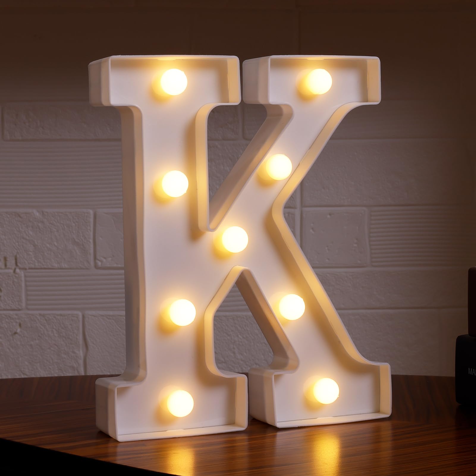Photo 1 of DyingSwan Small Led Marquee Letters, Light Up Letters, 8.58 Inch Led Letter Lights, Battery Powered Lighted Sign for Table, Party, Birthday, Christmas Decor (Letter K)