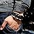 Belletas Unisex Strong Length Black Beads Decorated Multi-strand Fashion Leather Wrap Bracelet