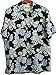 Mens Hawaiian Silk Camp Shirt Black Blue Hibiscus Casual