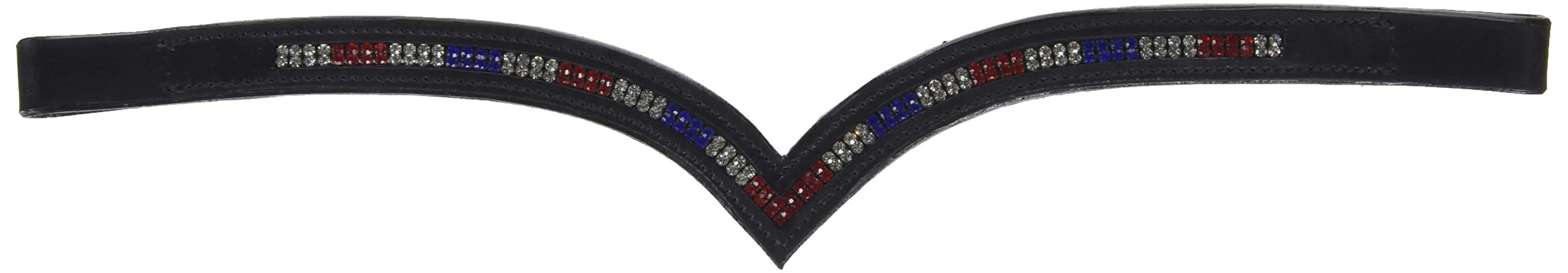 Cwell Equine V Shaped 2 Row *Team GB* Crystal Browband BLACK FULL/COB (COB 15")