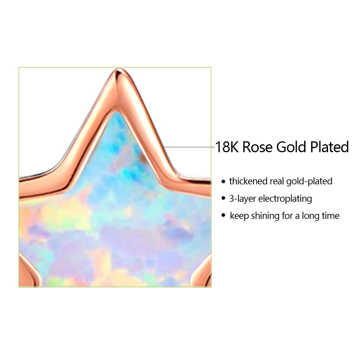 Rose Gold Star Earrings for Girls, Hypoallergenic Fire Opal Stud Earrings For Women ARSKRO S925 Sterling Sliver Little Small Tiny Cute Earring Jewelry Gifts for Sensitive Ears Toddlers Kids