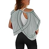 SENSERISE Womens Open Back Workout Tops Backless Short Sleeve Athletic Shirt Running Crop Top Gym Yoga Tee