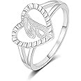 RLMOON Gold Initial Ring for Women Vintage Initial Heart Love Ring Non Tarnish 14K Gold Plated Personalized Carved Letter Statement Stacking Ring Size 6-10 Jewelry Gifts