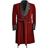 HZUOU Men's Smoking Jacket Velvet Long Cigar Robe Quilted Shawl Lapel Wedding Dinner Prom Blazer HZH11