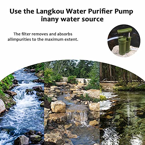 Langkou Portable Water Filter Pump, Outdoor Personal Water Purifier