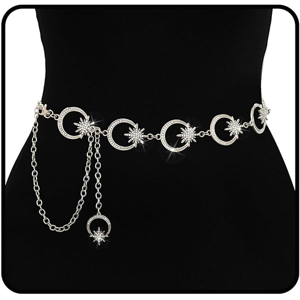 小物 Diavlo Piercing Star Charm Chain Belt Amazon.com: Navoky Moon Star Waist Chain Belts for Women