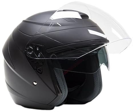 Typhoon 3 4 Helmet With Face Shield Tinted Sunshield Dot Motorcycle Scooter Moped Cruiser Helmet Matte Black Xxl