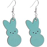 Colorful Easter Rabbit Wooden Dangle Earrings for Women Girls Jewelry