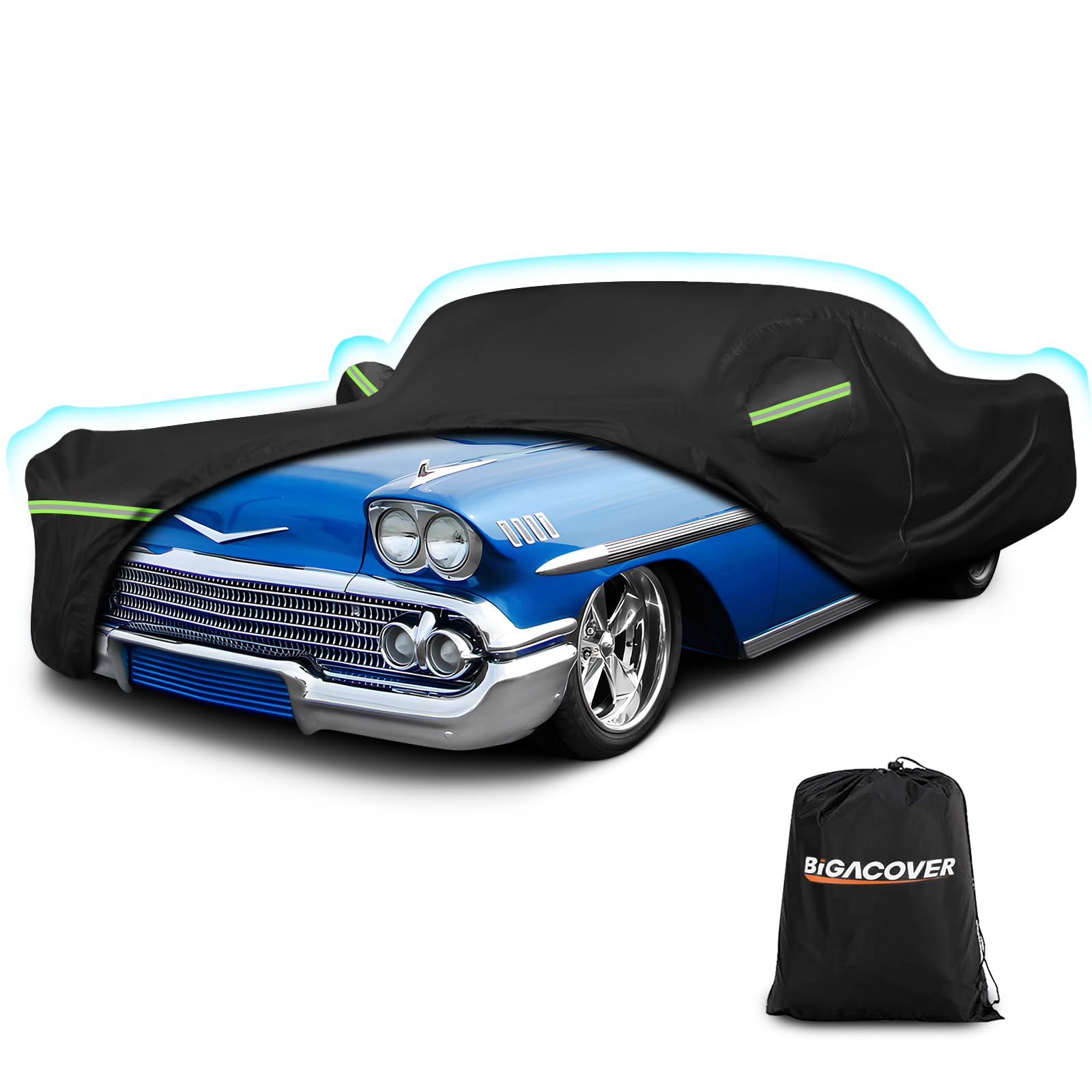 Photo 1 of Waterproof Car Covers for Chevy Impala 2-Door/Bel Air/Biscayne 2/Sedan/Coupe 1958-1970,420D Oxford Cloth Sun Heat Protection Outdoor Covers with Driver Side Zipper Windproof Heavy Duty All Weather