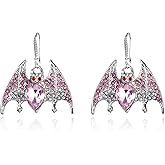 QLYOVWE Ghost Crystal Halloween Earrings for Women Gothic Pumpkin Black Cat Skull Bat Earrings Handmade Vintage Victoria Crystal Earrings Punk Halloween Witch Cosplay Party Jewelry