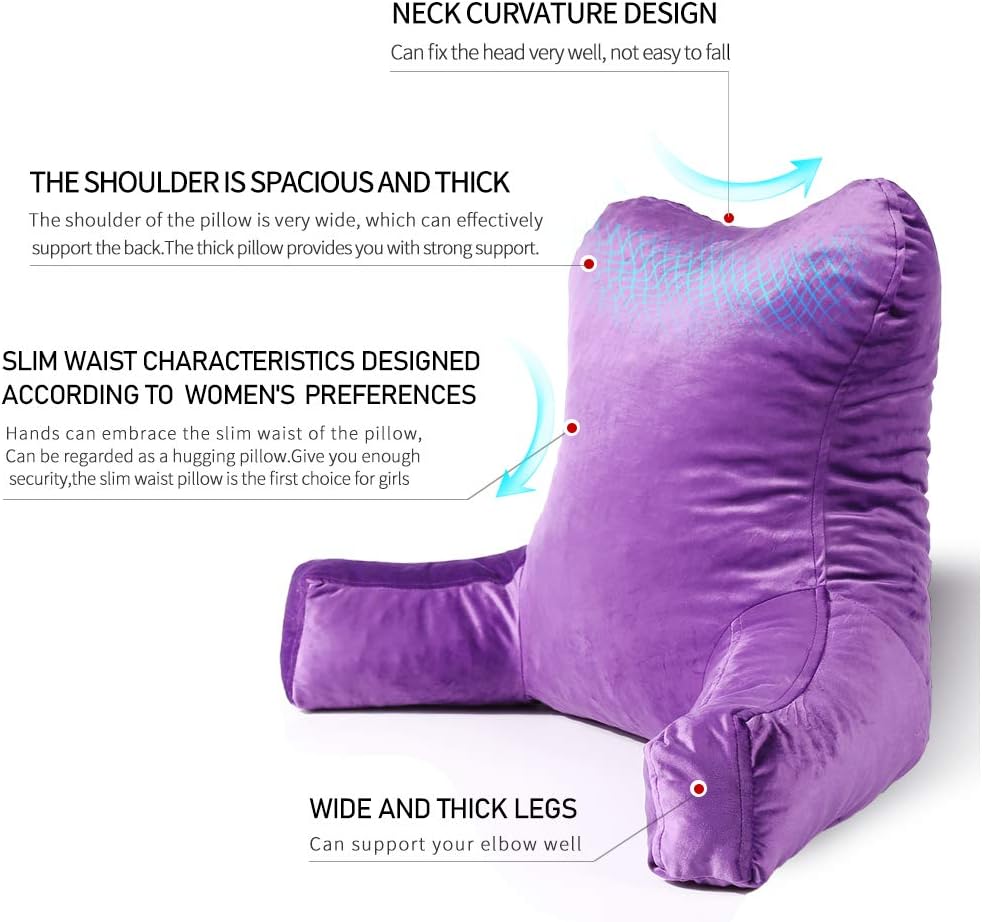 mittaGonG Slim Waist Backrest Reading Pillow with Arms Back Pillows for Sitting in Bed Removable Cover Suited for Ladies: Home & Kitchen